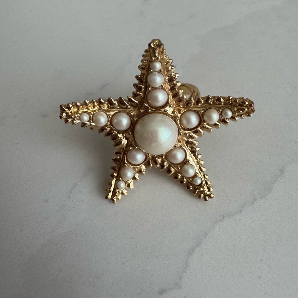 Gold Kate Spade Starfish Ring with Pearls - Picture 2 of 6